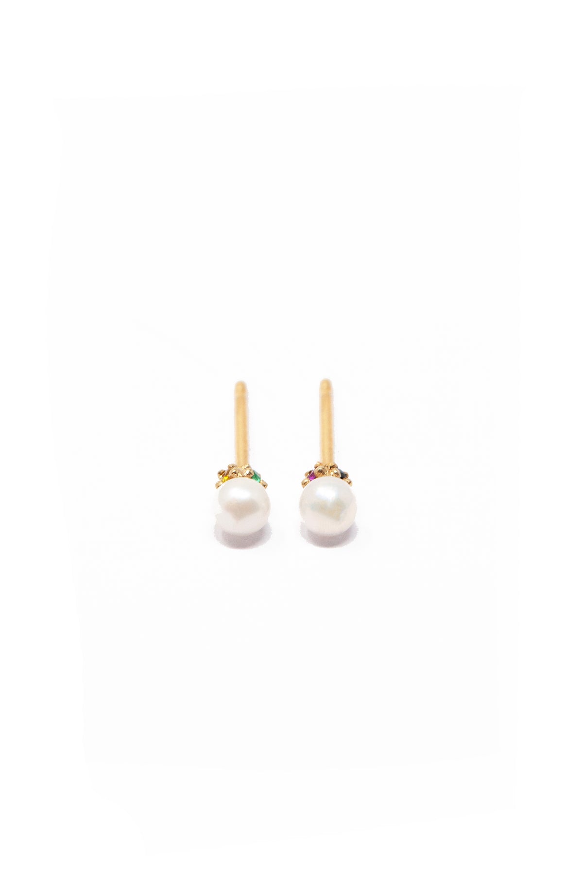 THE PEARL and Gemstone Stud Earrings