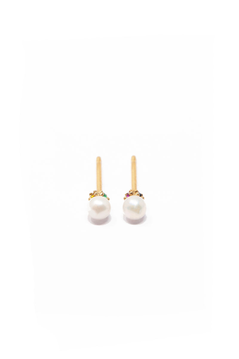 THE PEARL and Gemstone Stud Earrings