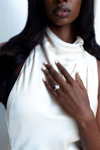 THE JAQUELINE Pear Hidden Halo Pave Ring