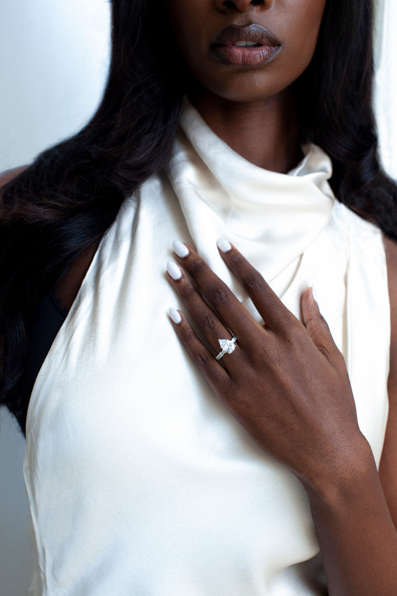 THE JAQUELINE Pear Hidden Halo Pave Ring