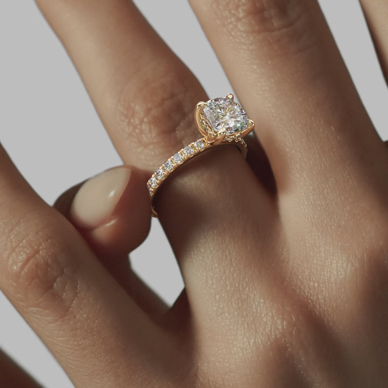 THE GRACE Cushion Hidden Halo Ring