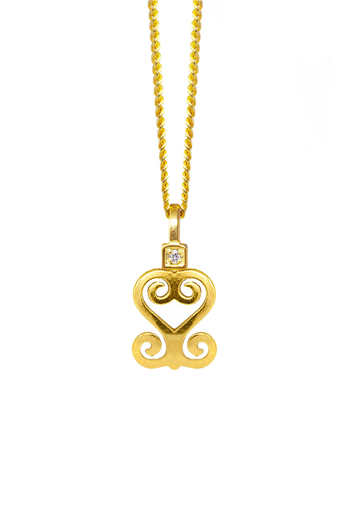 THE SANKOFA Adinkra Diamond Solitaire Necklace