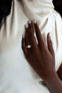 THE JAQUELINE Cushion Hidden Halo Pave Ring