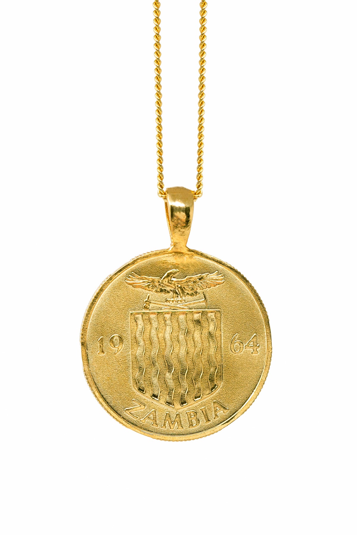 THE ZAMBIA Crest and Flower Coin Necklace