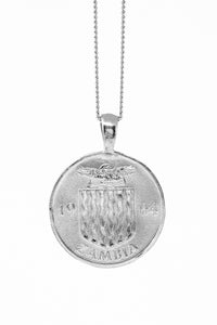 THE ZAMBIA Crest and Flower Coin Necklace