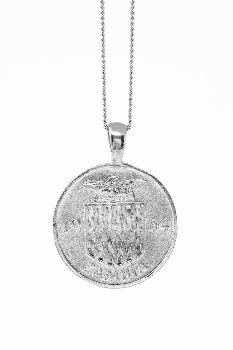 THE ZAMBIA Crest and Flower Coin Necklace