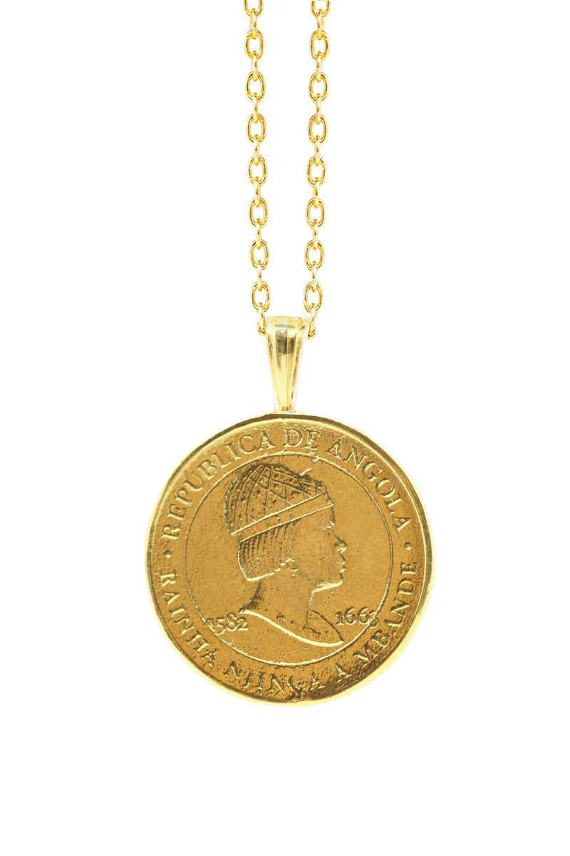 THE QUEEN Njinga Angola Coin Necklace