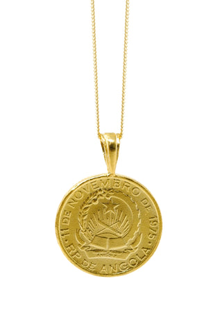 THE ZAMBIA Crest and Flower Coin Necklace