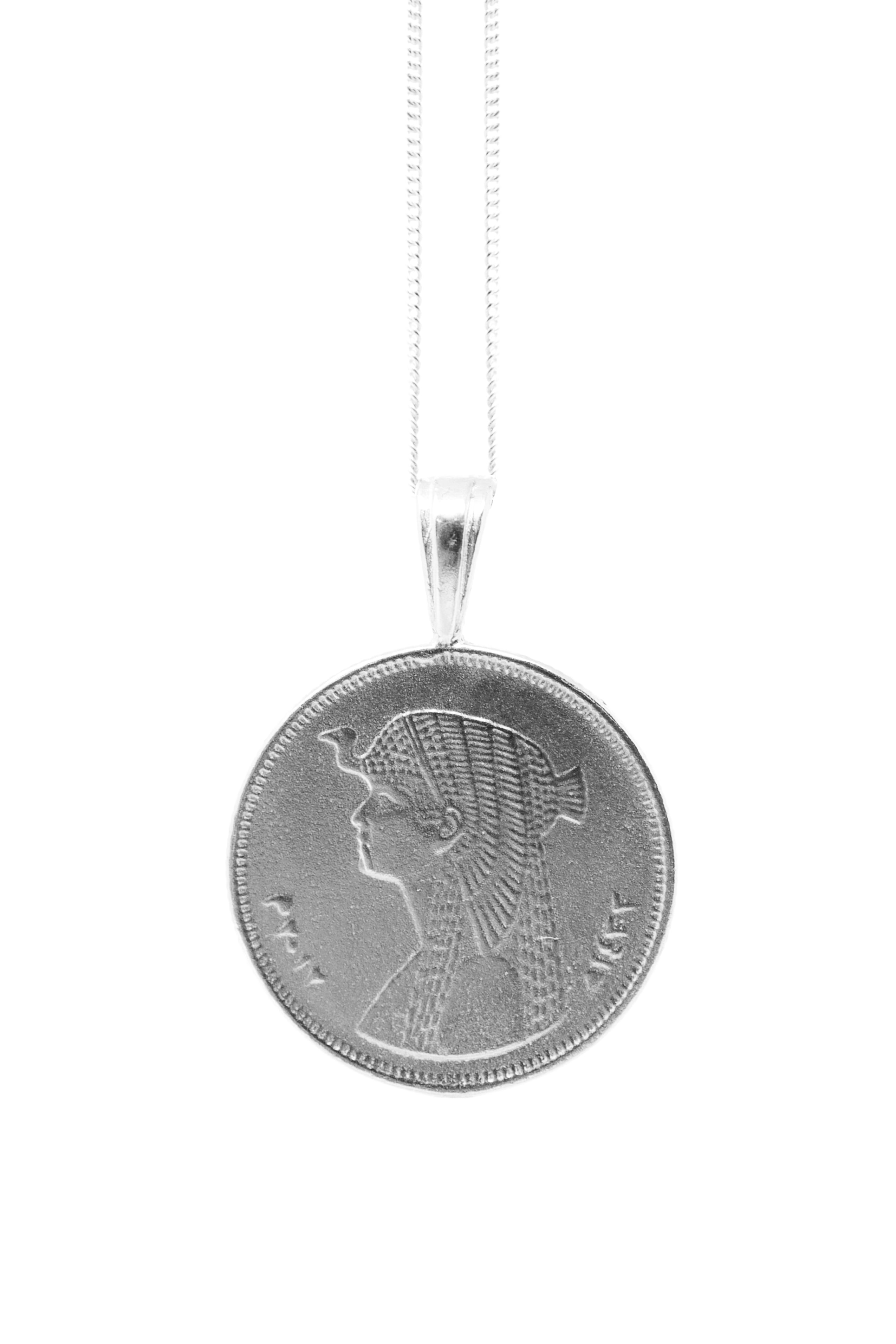 THE CLEOPATRA Coin Necklace in Silver