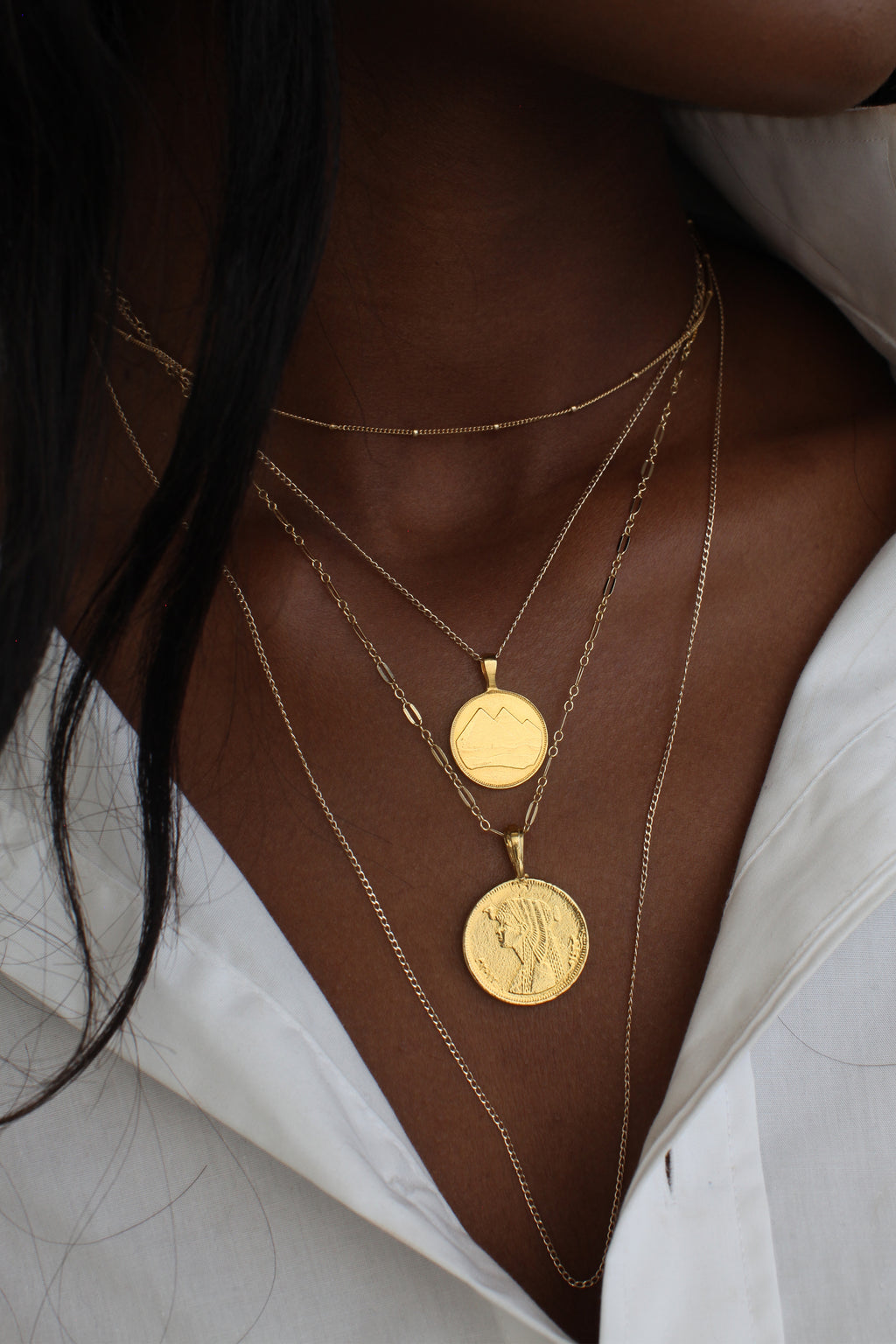 THE EGYPTIAN Coin Necklace Stack II – omiwoods - Main Image