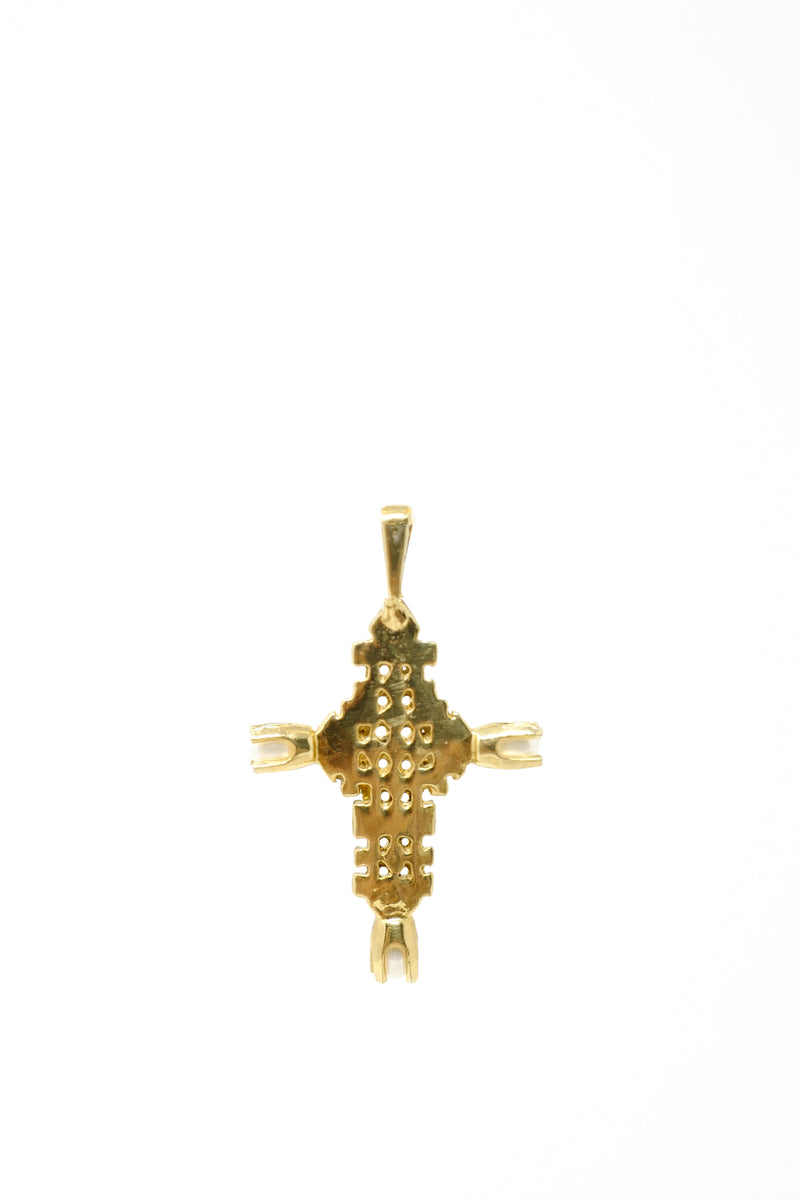 THE ETHIOPIAN Cross Pendant with Pearls