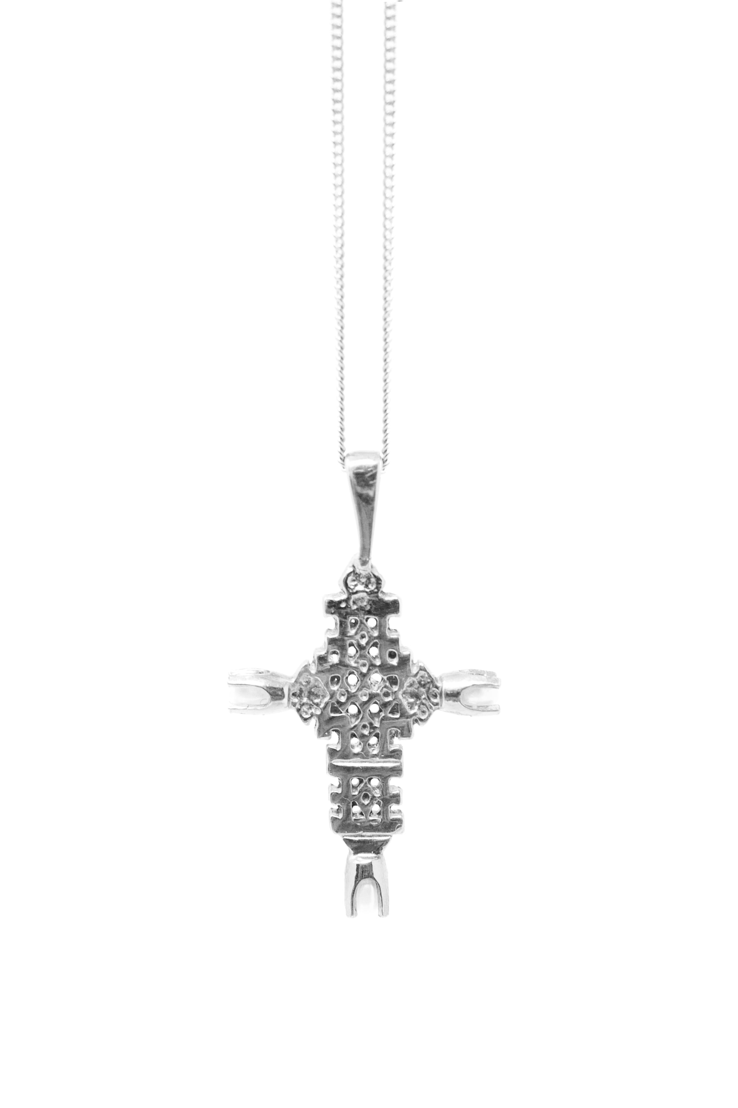 THE ETHIOPIAN Cross Necklace with Pearls