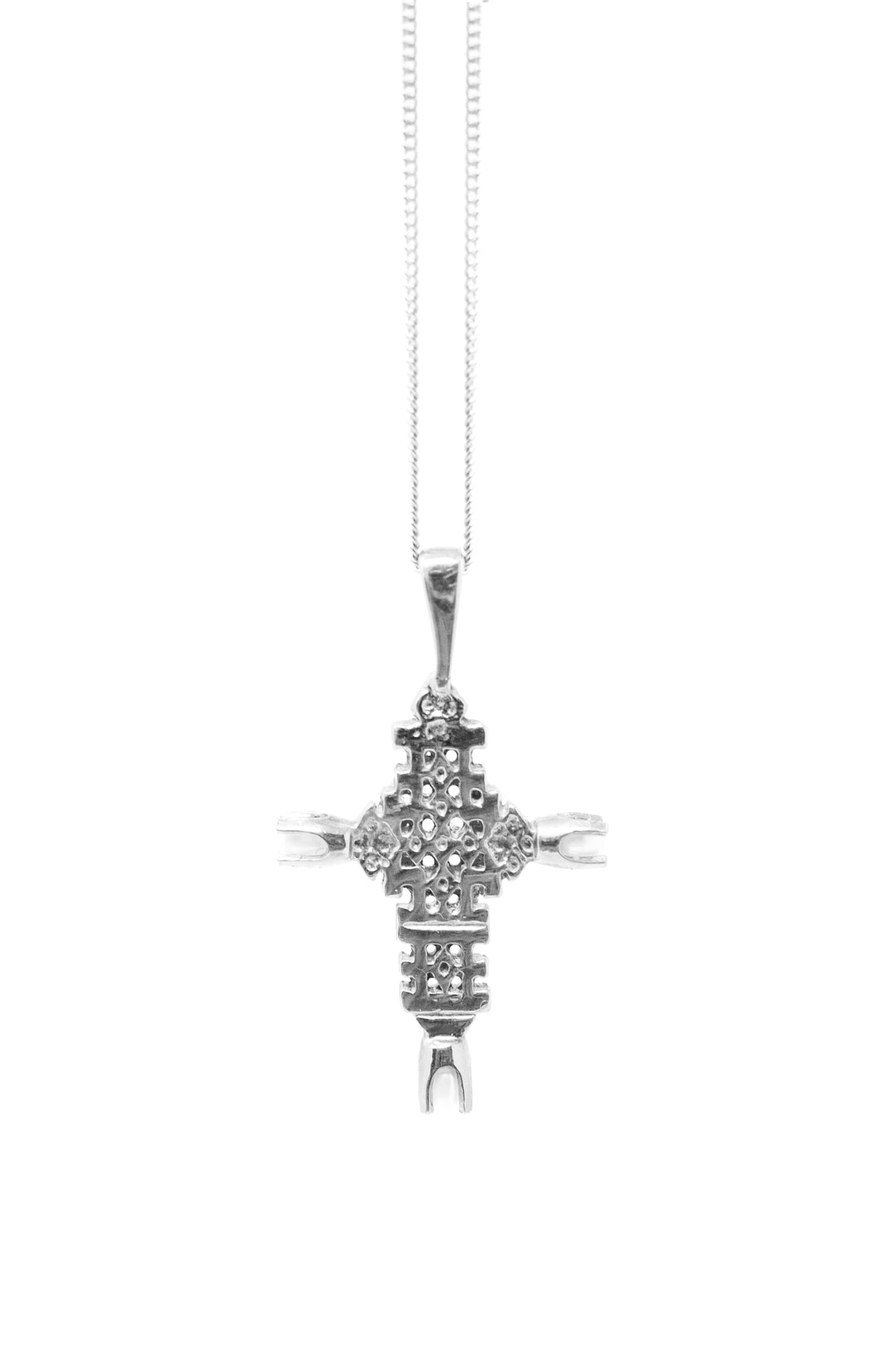 THE ETHIOPIAN Cross Necklace with Pearls