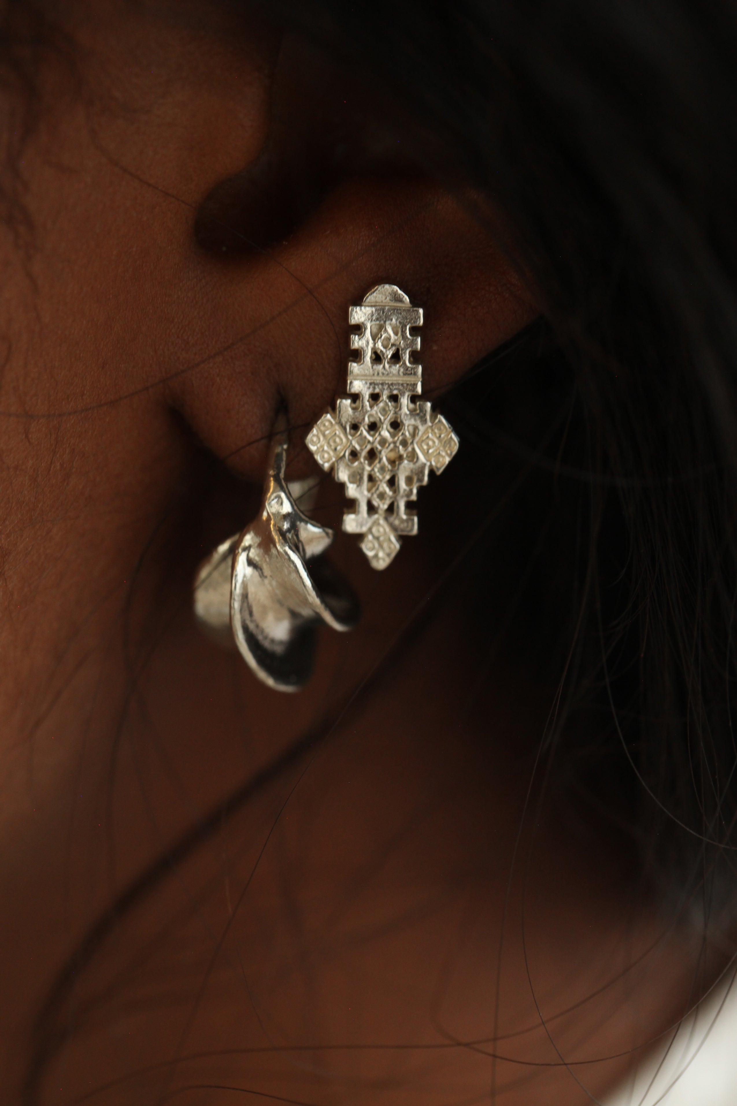 THE ETHIOPIAN Cross Stud Earrings Sterling Silver