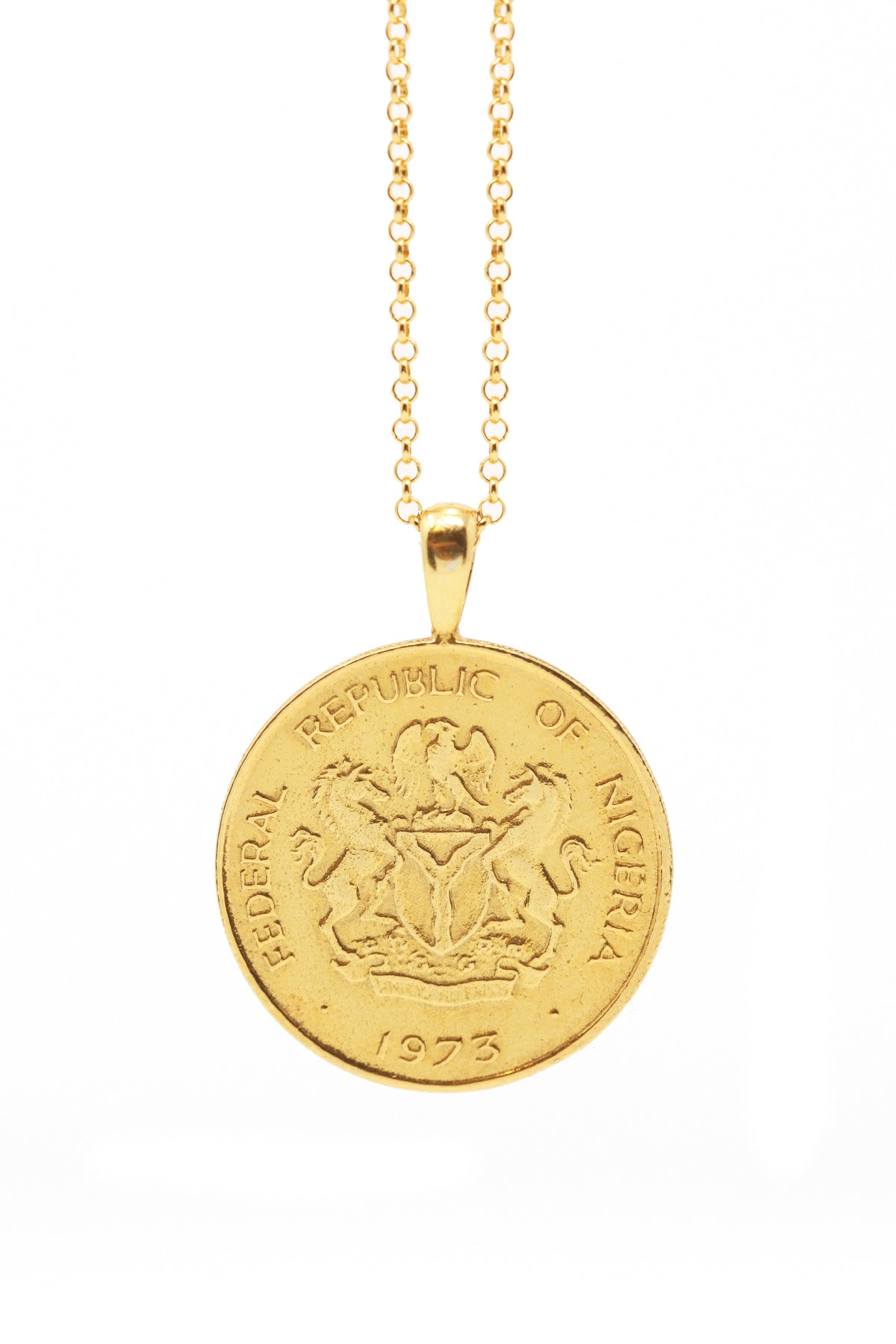 THE NIGERIA Crest and Palm Coin Necklace