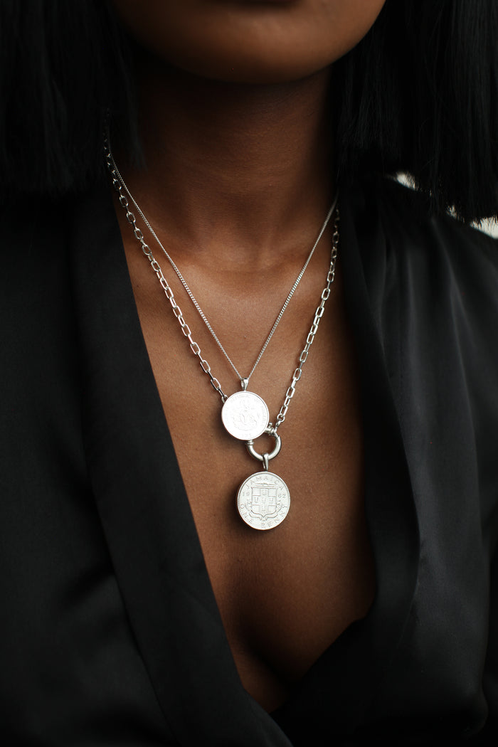 THE TOGGLE Three Way Necklace with Coin Pendant