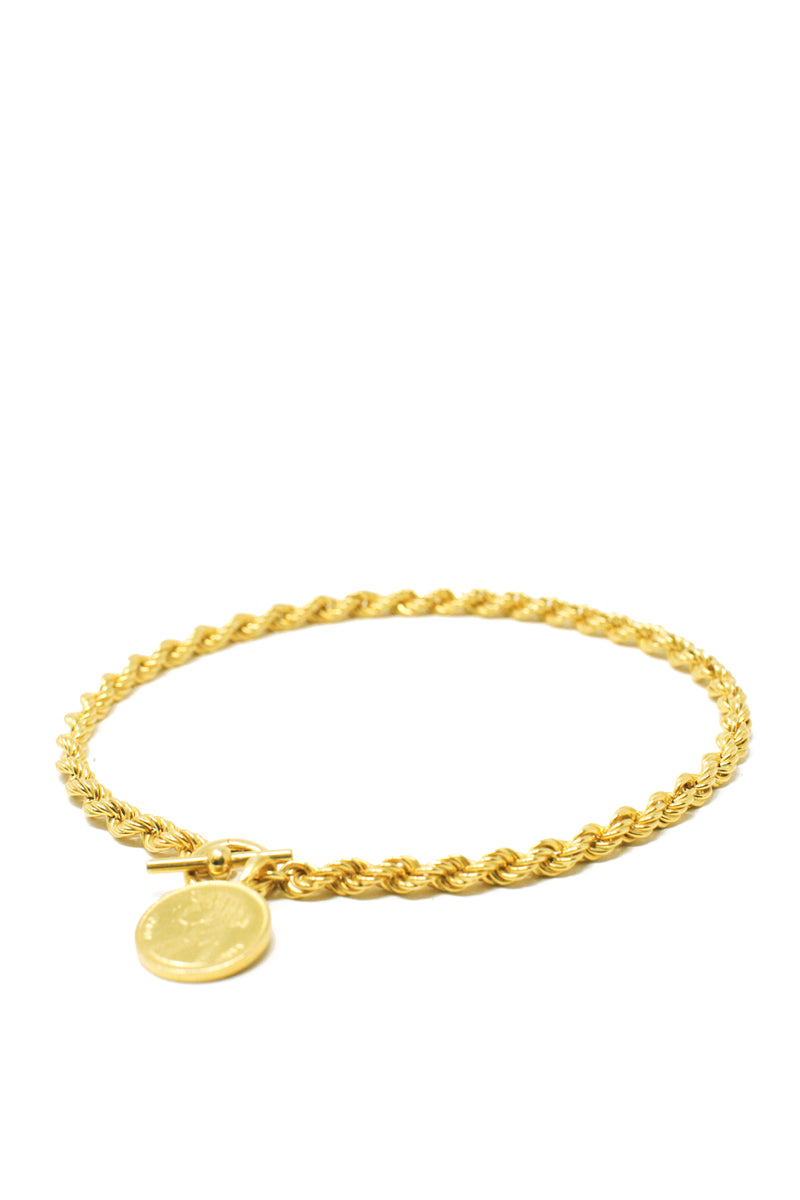 THE TOGGLE Rope Chain Necklace with Coin Pendant