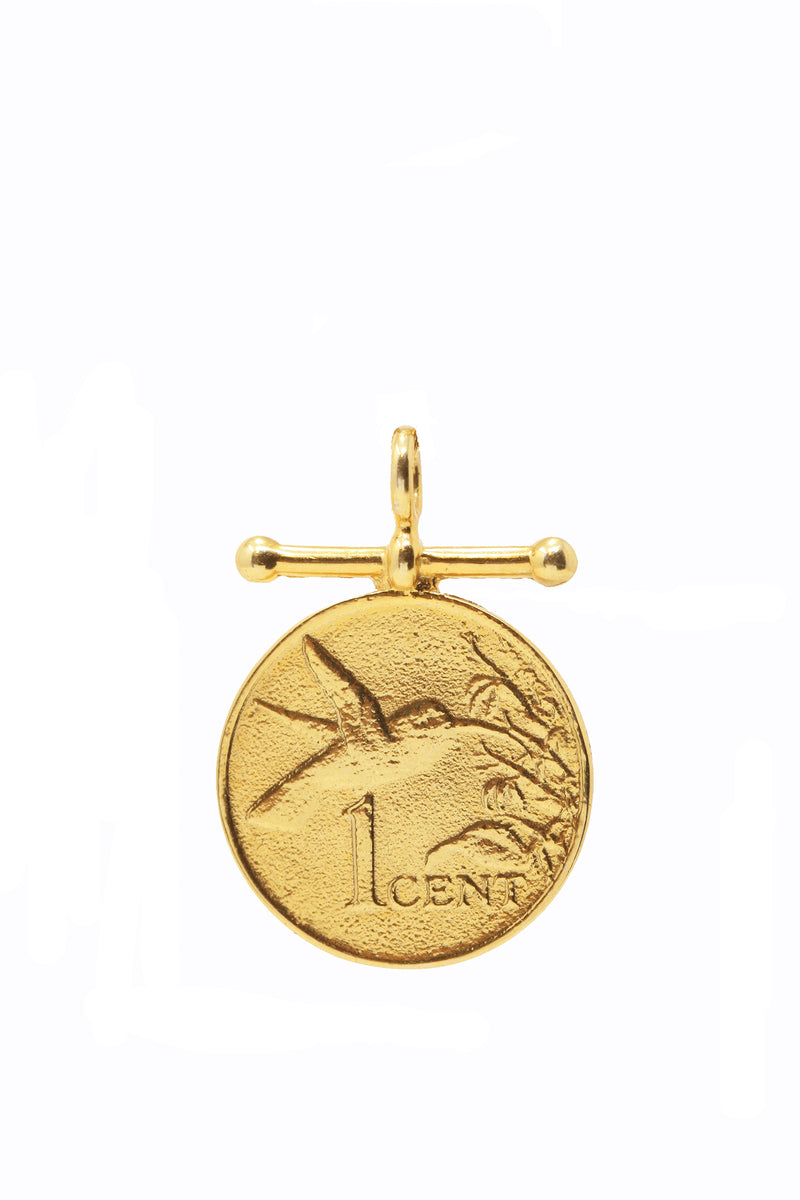 THE TRINIDAD and Tobago Hummingbird Bar Coin Pendant