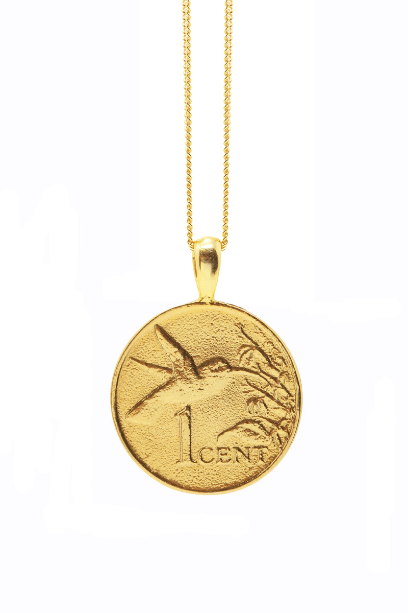 THE TRINIDAD and Tobago Hummingbird Coin Necklace